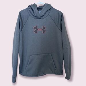 Under Armour Pullover Hoodie Dark Grey w/ Coral Outlined Logo